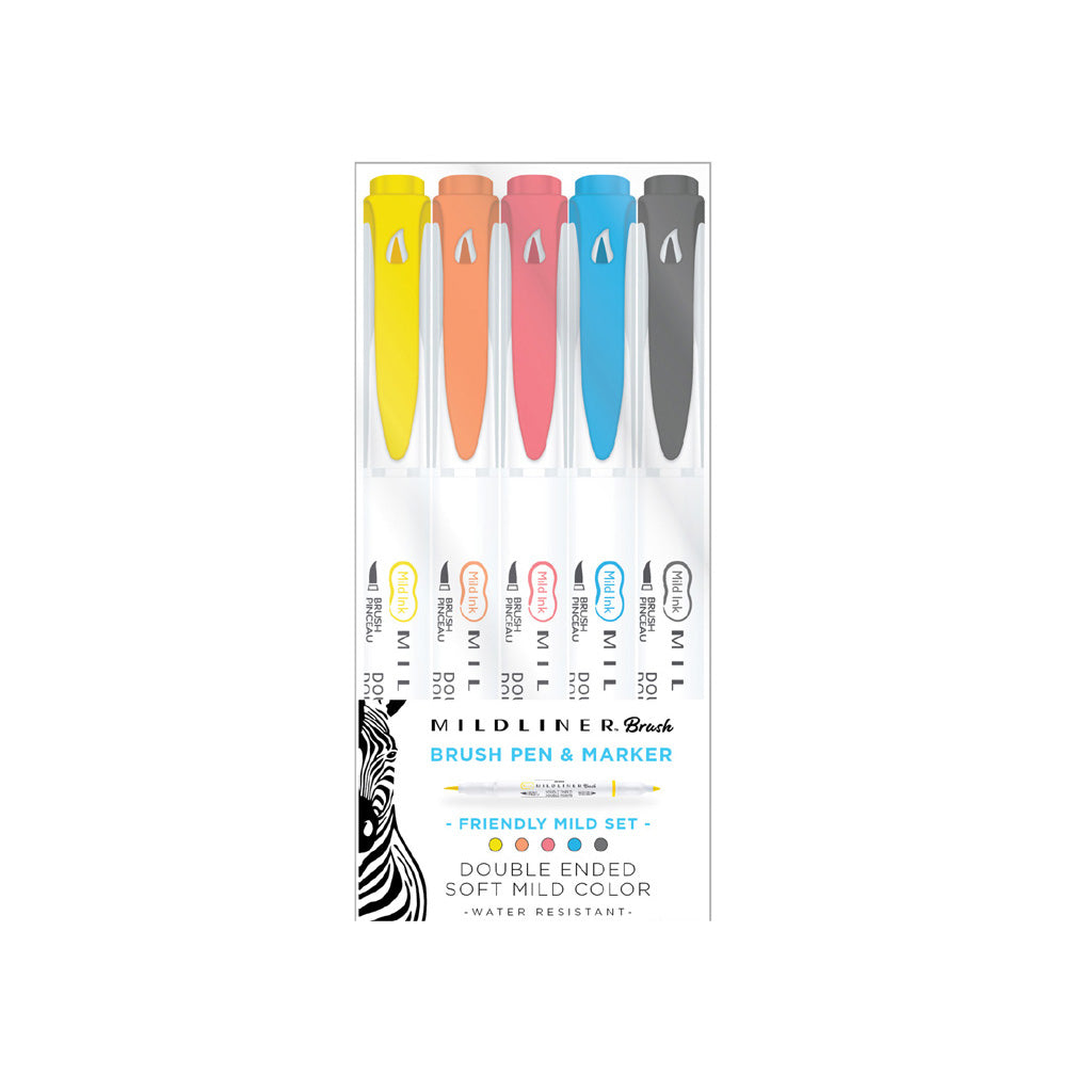 Zebra Mildliner Brush and marker set 5st