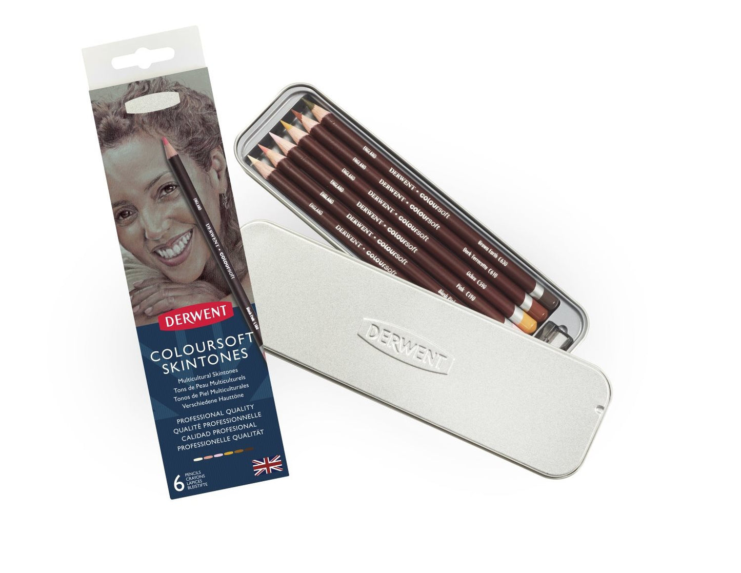 Derwent Coloursoft Skin tones - 6st med fin metallask