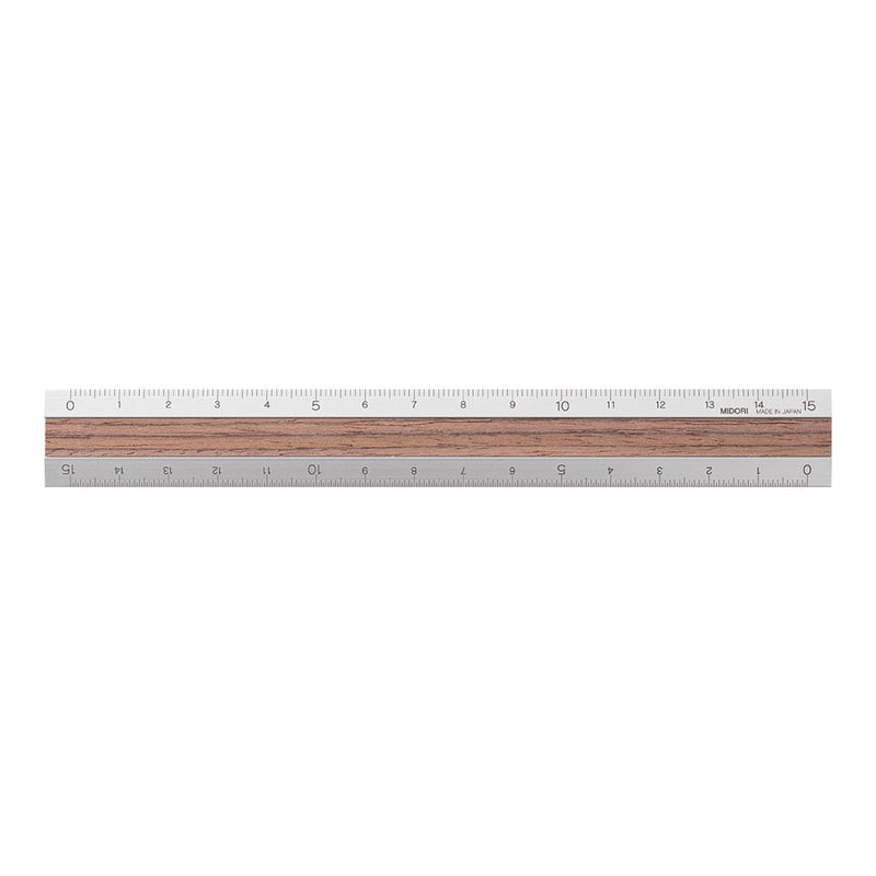Midori aluminium med trä linjal 15 cm - 2 varianter