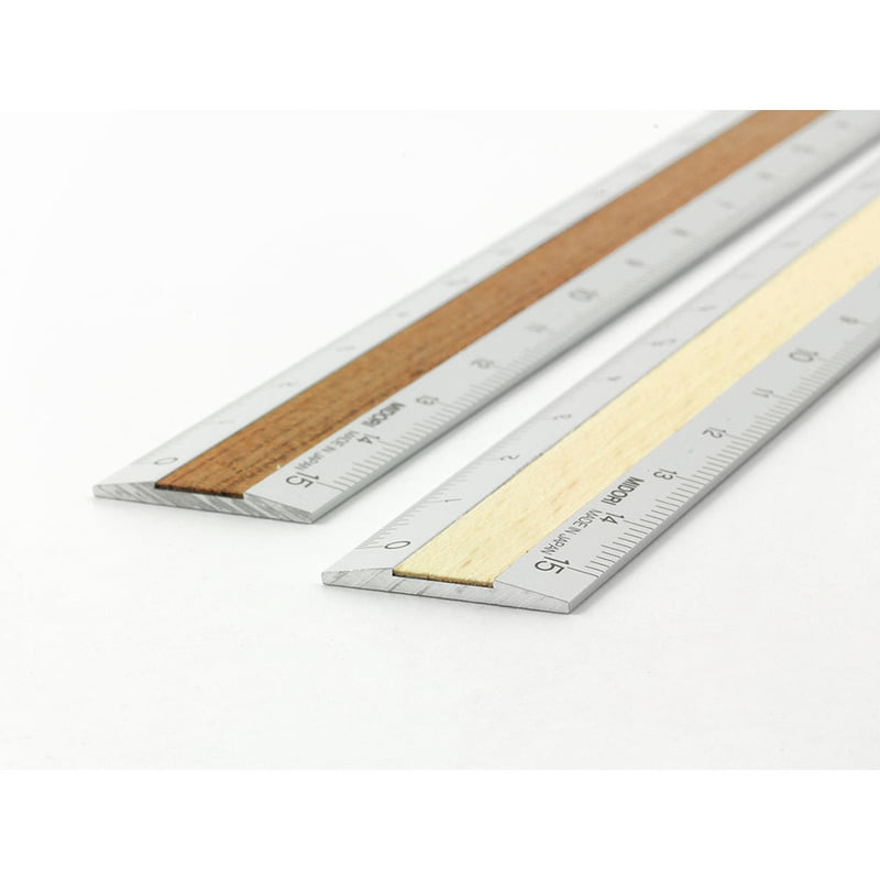 Midori aluminium med trä linjal 15 cm - 2 varianter