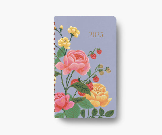 12 månaders kalender 2025 Roses Pocket Spiral Planner Flores, Rifle Paper