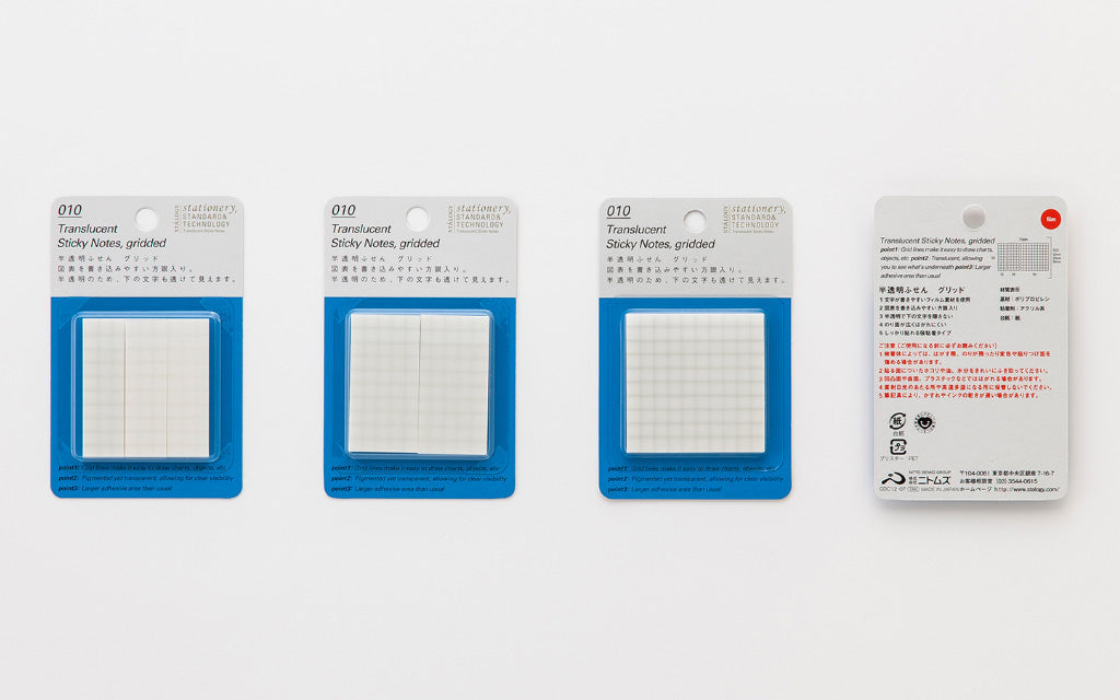 Stálogy Translucent Sticky Notes, gridded -3 varianter