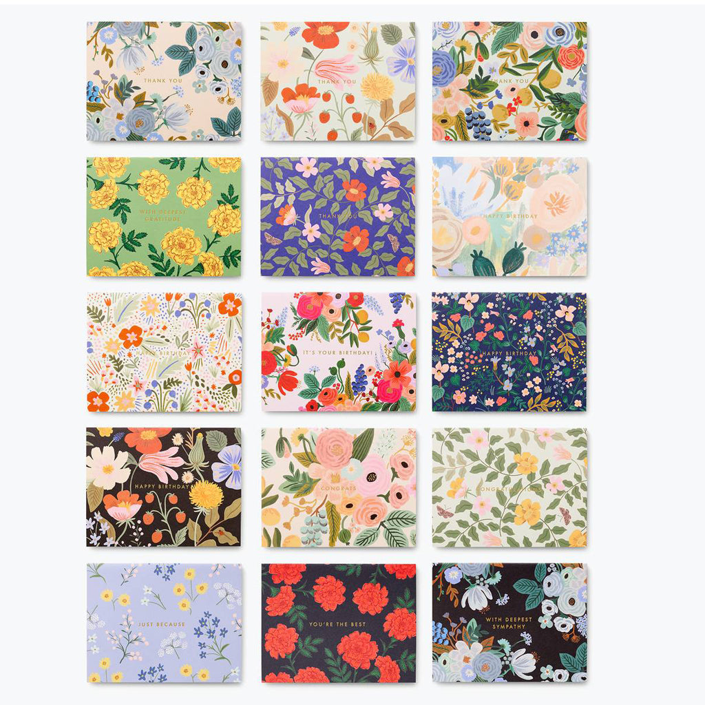 Rifle Paper Occasions Card Set, 15 dubbla kort med kuvert