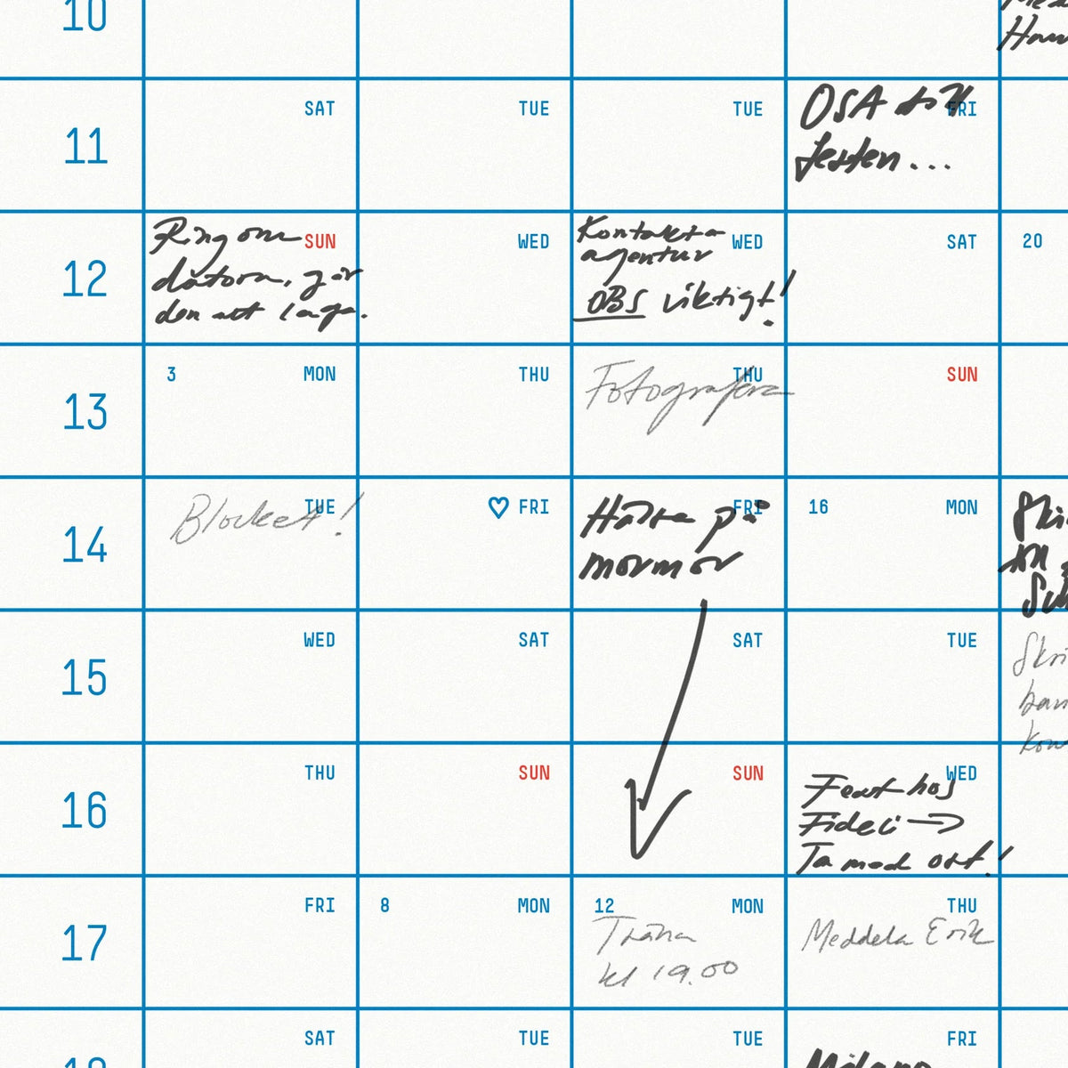 Väggkalender 2027, två format