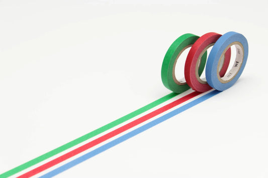 Washi Tape / MT Tape Slim Blue, Red, Green 3 rolls of 6 mm
