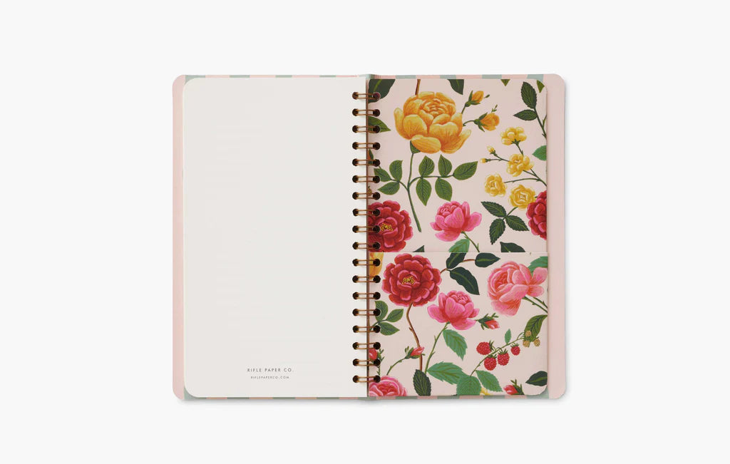 12 månaders kalender 2025 Roses Pocket Spiral Planner Flores, Rifle Paper