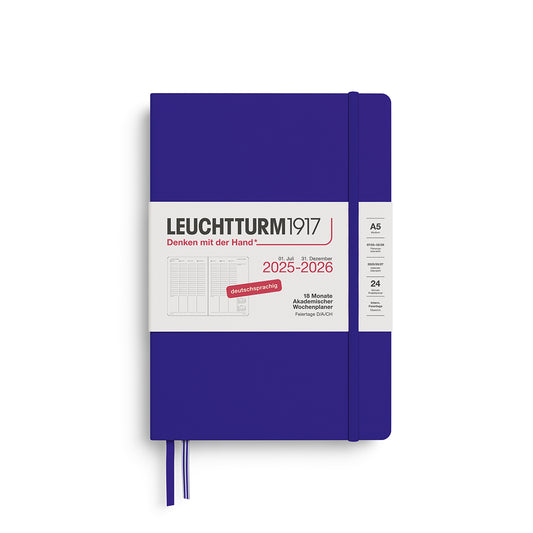 Leuchtturm 18 Månaders kalender 2025-2026, Week Planner Medium A5 - Engelsk inlaga