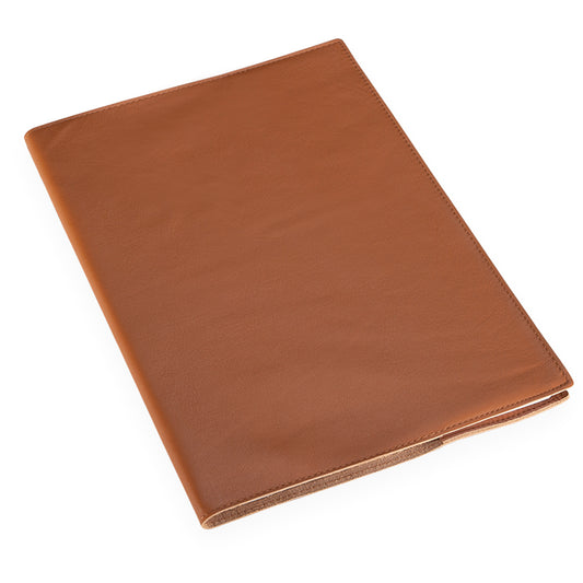 Anteckningsbok med läderomslag, cognac - tre format
