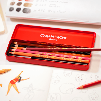 Caran d'Ache akvarellpennor i metallask + online-kurs med Nina Cosford