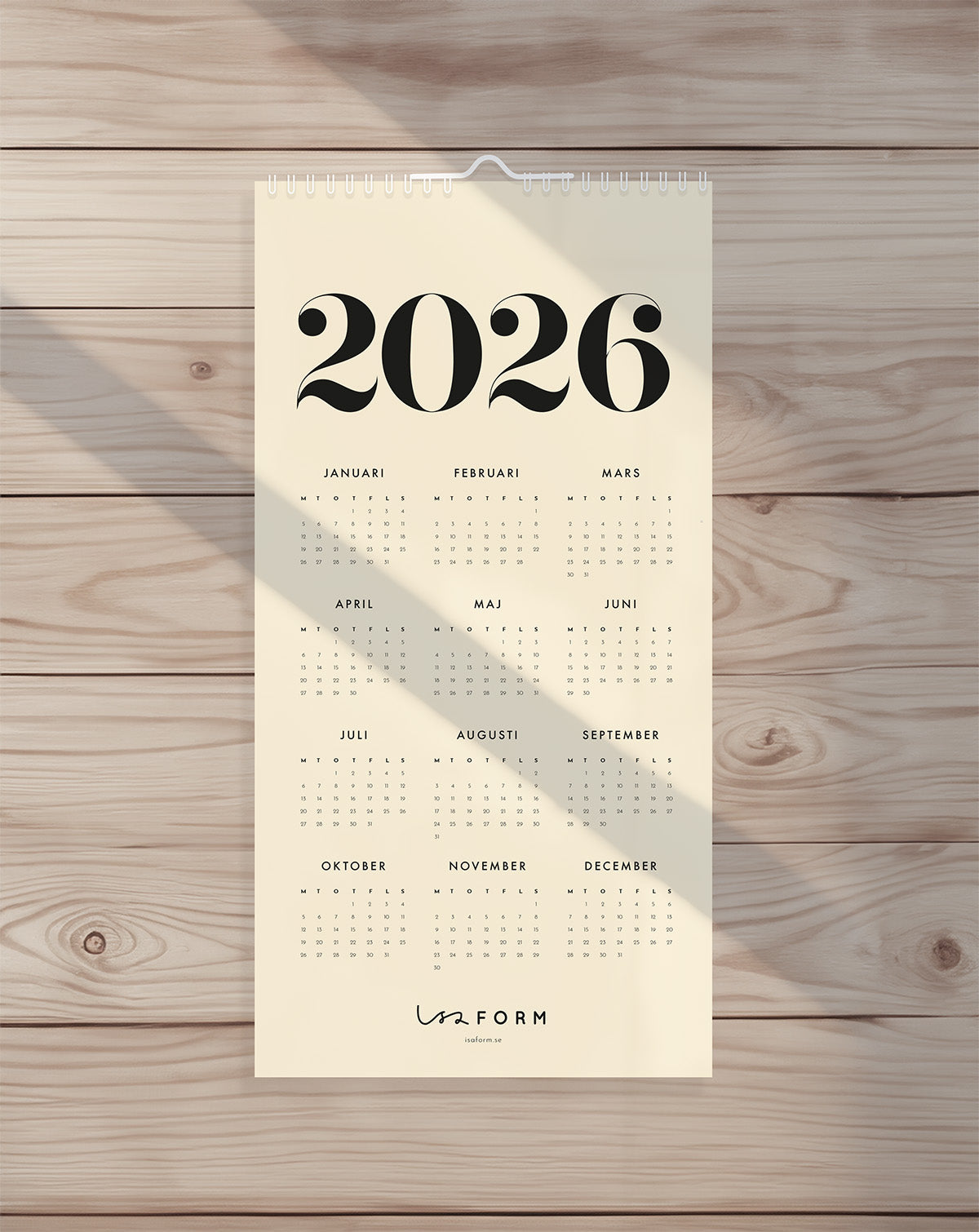 IsaForm Familjek väggkalender 2026