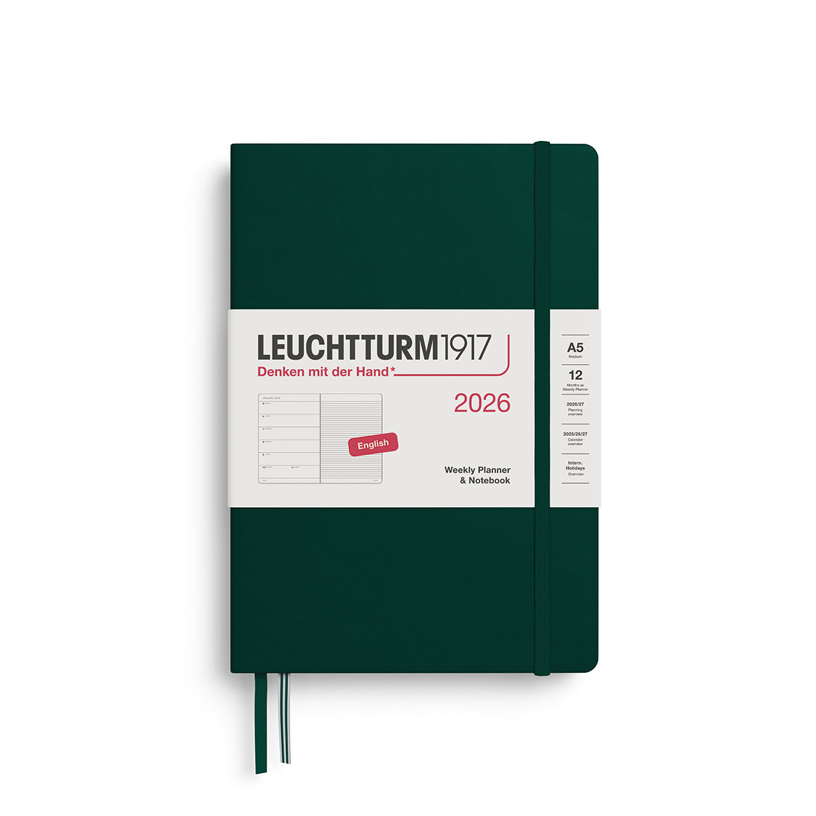 Leuchtturm kalender 2026 A5 Hard Cover Weekly Planner & Notebook