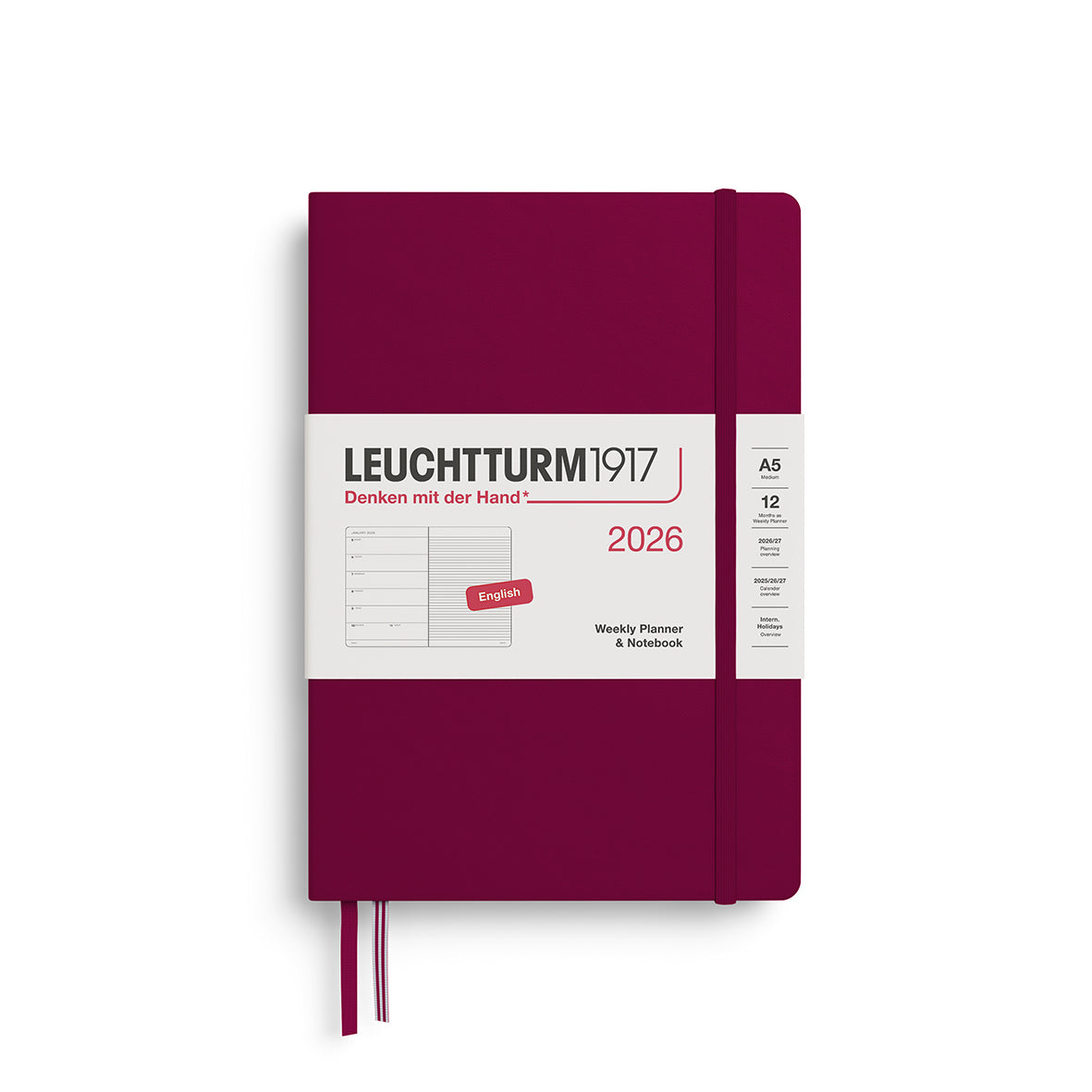 Leuchtturm kalender 2026 A5 Hard Cover Weekly Planner & Notebook