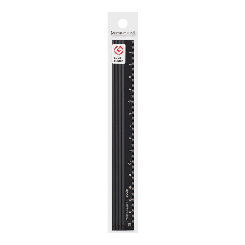 Midori aluminium linjal svart 15 cm