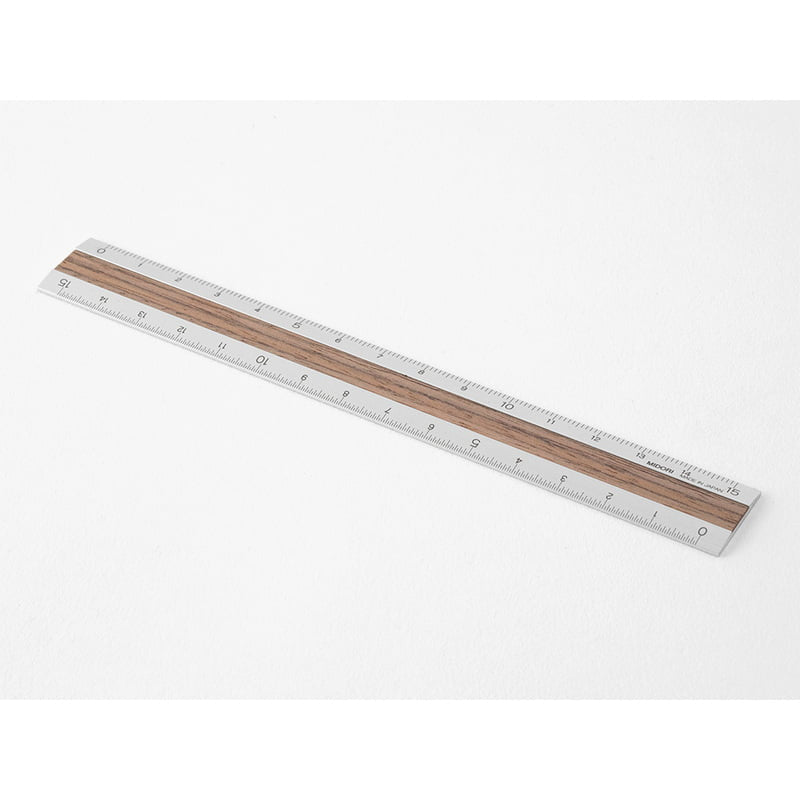 Midori aluminium med trä linjal 15 cm - 2 varianter