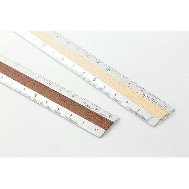 Midori aluminium med trä linjal 15 cm - 2 varianter