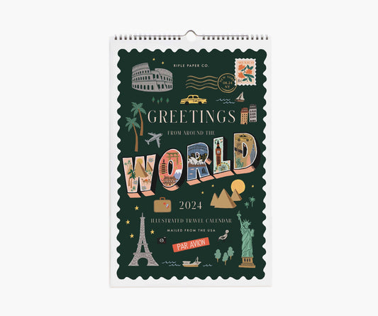 Väggkalender Greetings from Around the World 2024, Rifle Paper