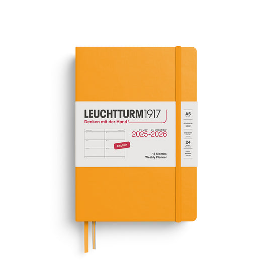 Leuchtturm 18 Månaders kalender 2025-2026, Weekly Planner Medium A5 - Engelsk inlaga