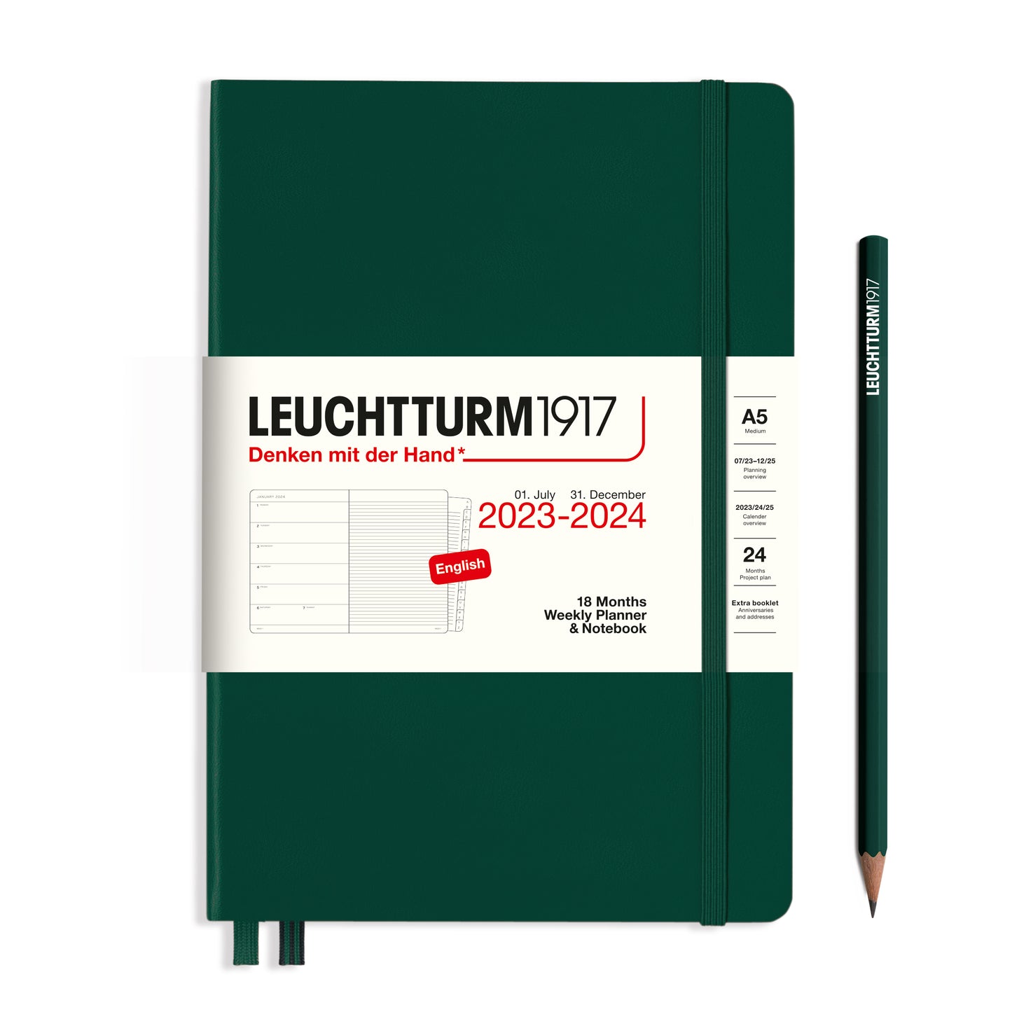 18 Månaders Weekly Planner & Notebook Medium A5 Leuchtturm 1917 - Två färger