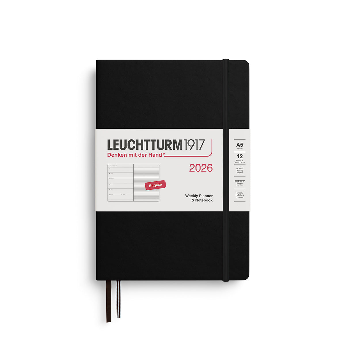 Leuchtturm kalender 2026 A5 Hard Cover Weekly Planner & Notebook