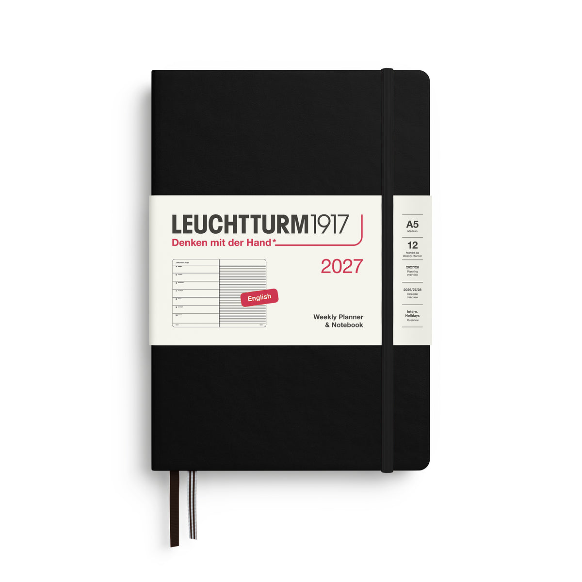 Leuchtturm kalender 2027 A5 Hard Cover Weekly Planner & Notebook