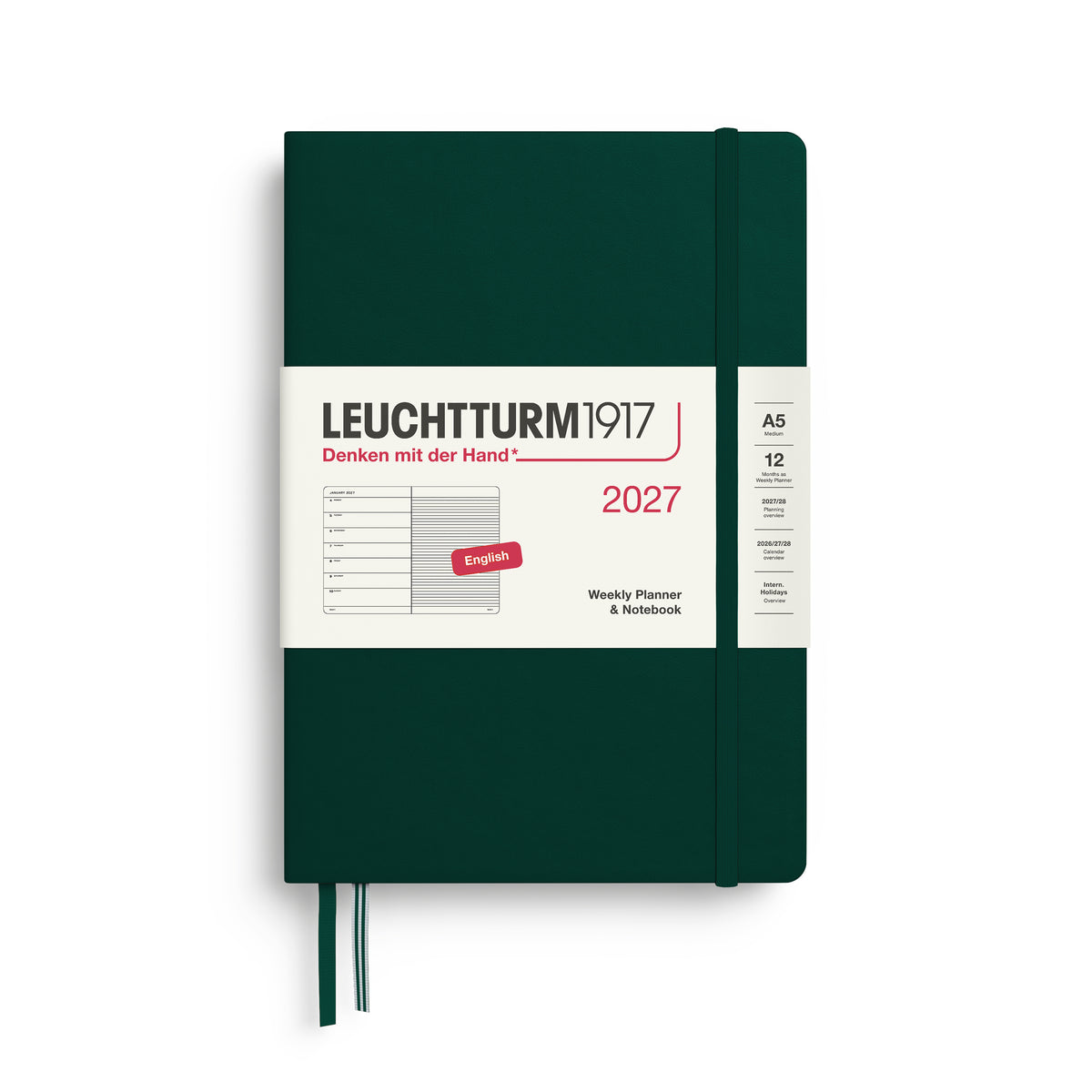 Leuchtturm kalender 2027 A5 Hard Cover Weekly Planner & Notebook