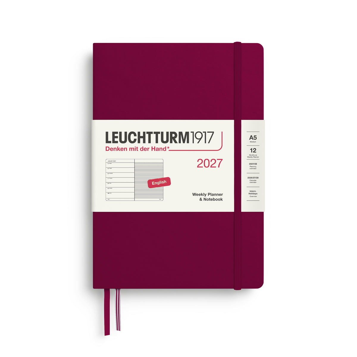 Leuchtturm kalender 2027 A5 Hard Cover Weekly Planner & Notebook