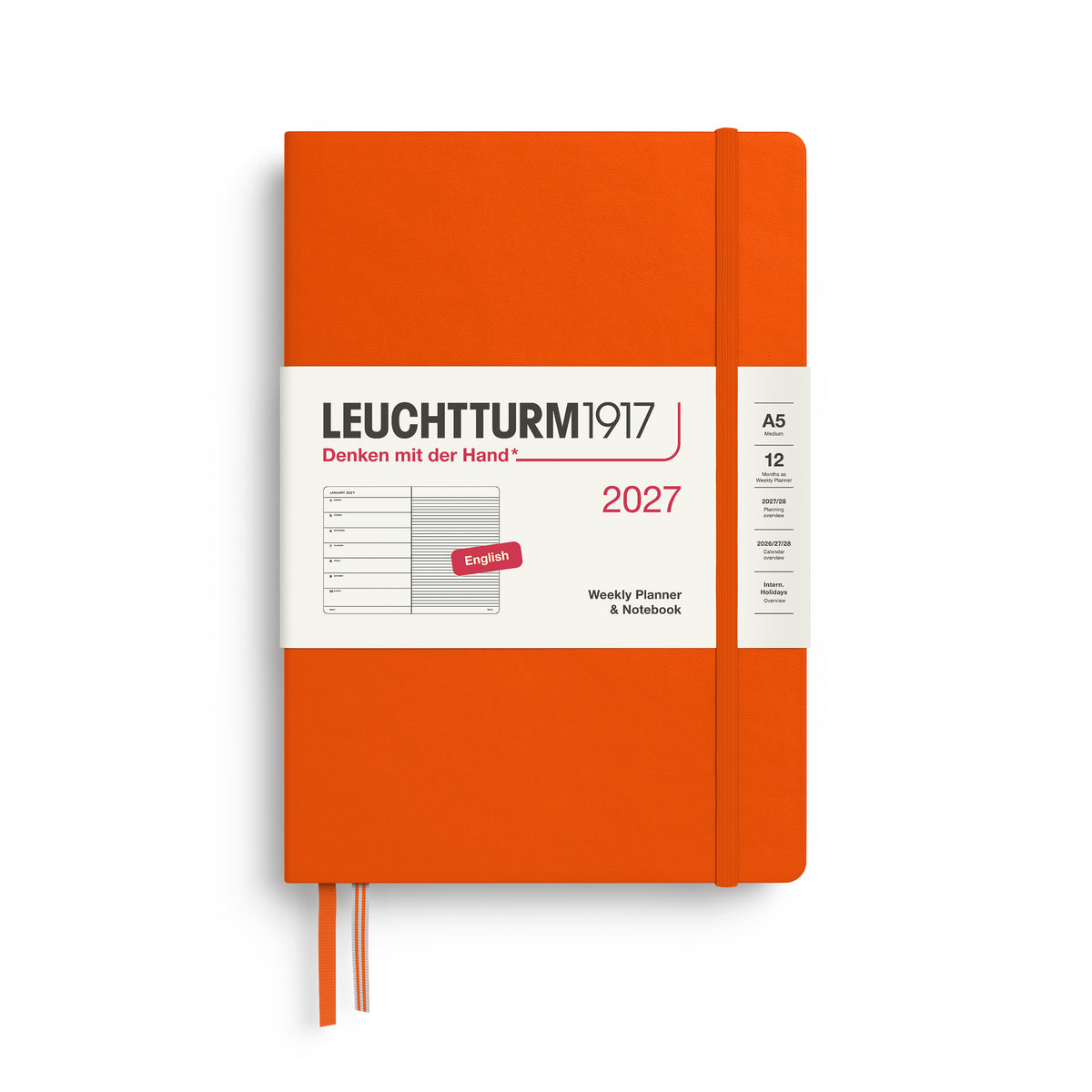 Leuchtturm kalender 2027 A5 Hard Cover Weekly Planner & Notebook