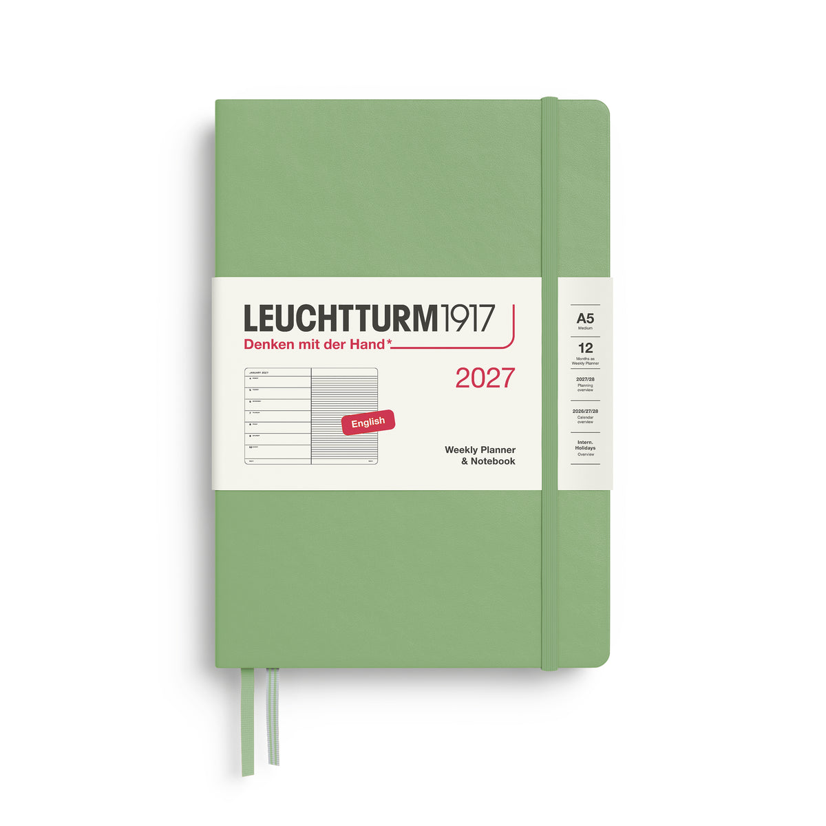 Leuchtturm kalender 2027 A5 Hard Cover Weekly Planner & Notebook