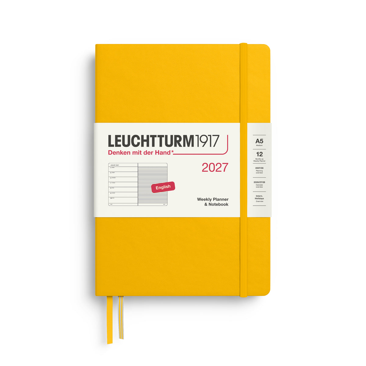 Leuchtturm kalender 2027 A5 Hard Cover Weekly Planner & Notebook