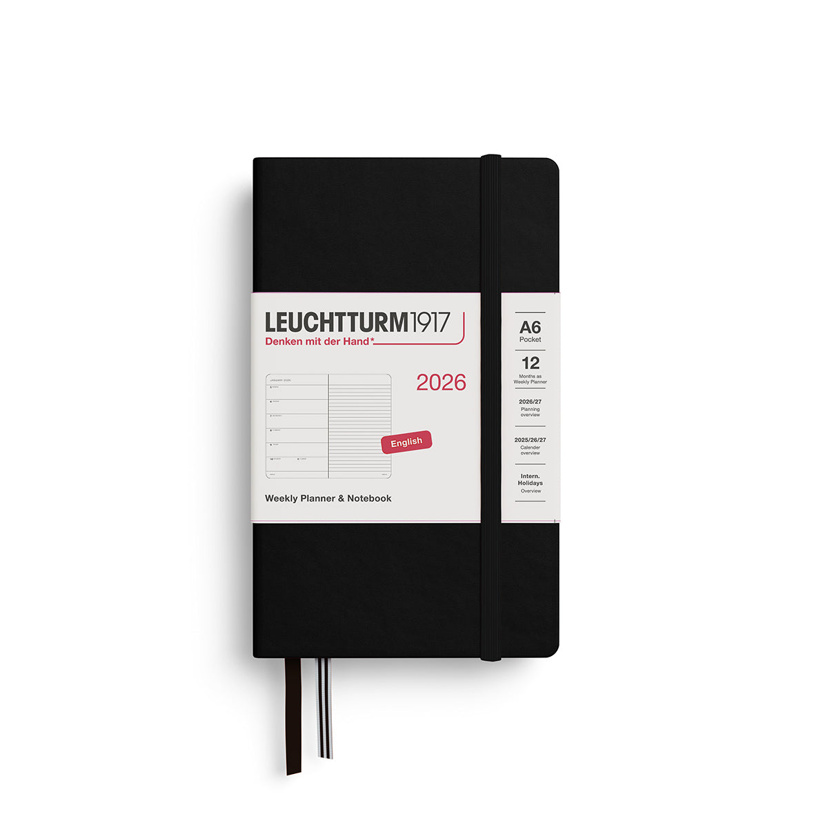 Leuchtturm kalender 2026 A6 Hard Cover Weekly Planner & Notebook