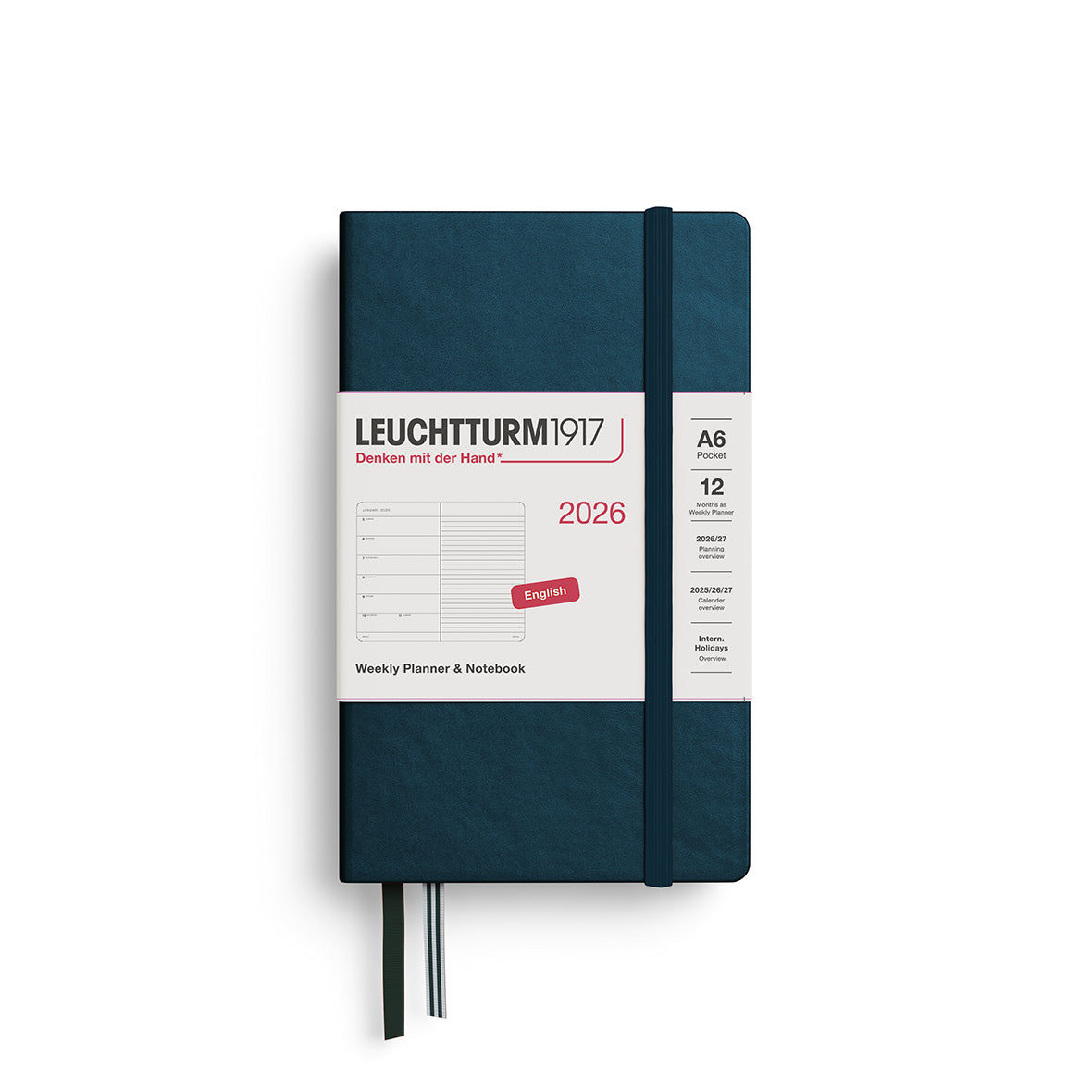 Leuchtturm kalender 2026 A6 Hard Cover Weekly Planner & Notebook