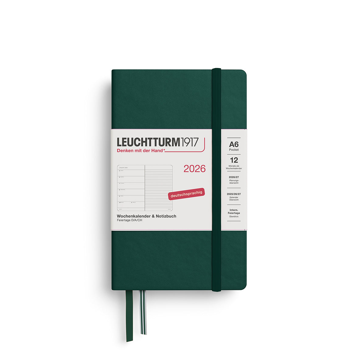 Leuchtturm kalender 2026 A6 Hard Cover Weekly Planner & Notebook