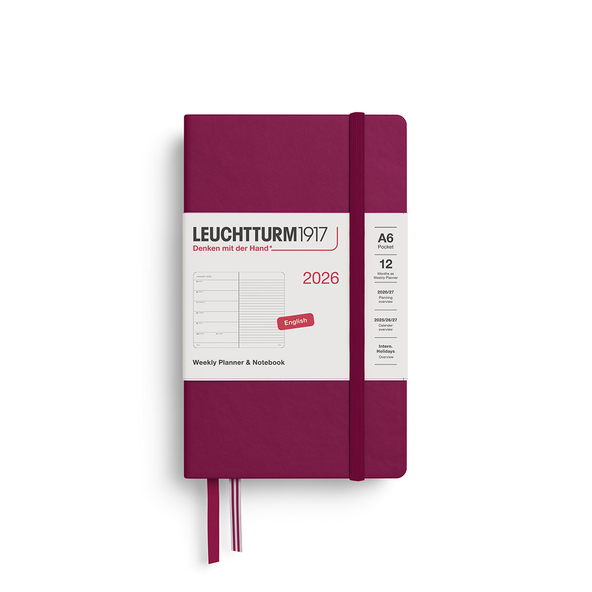 Leuchtturm kalender 2026 A6 Hard Cover Weekly Planner & Notebook