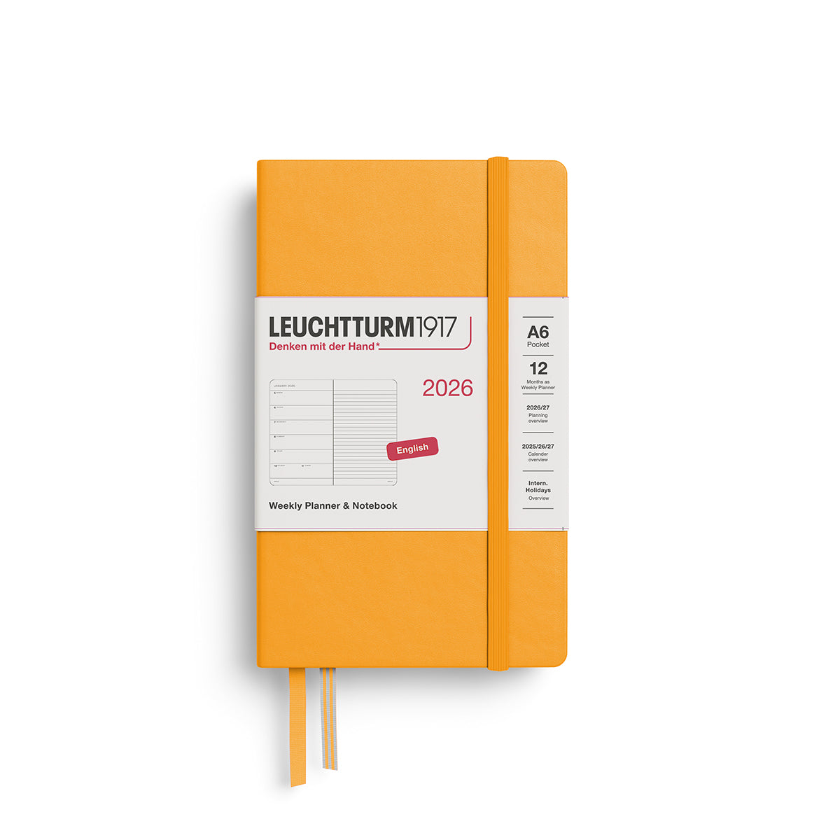 Leuchtturm kalender 2026 A6 Hard Cover Weekly Planner & Notebook