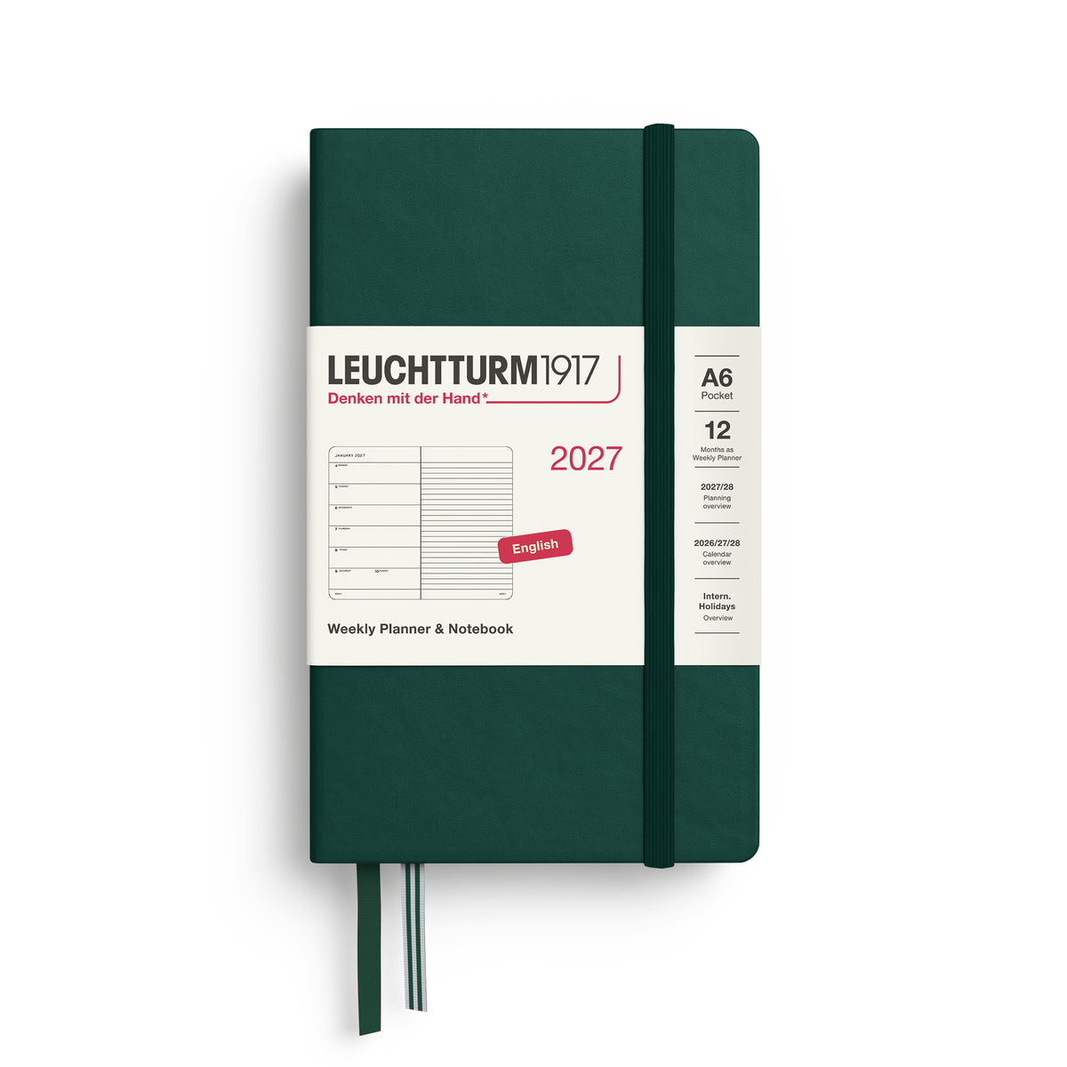 Leuchtturm kalender 2027 A6 Hard Cover Weekly Planner & Notebook