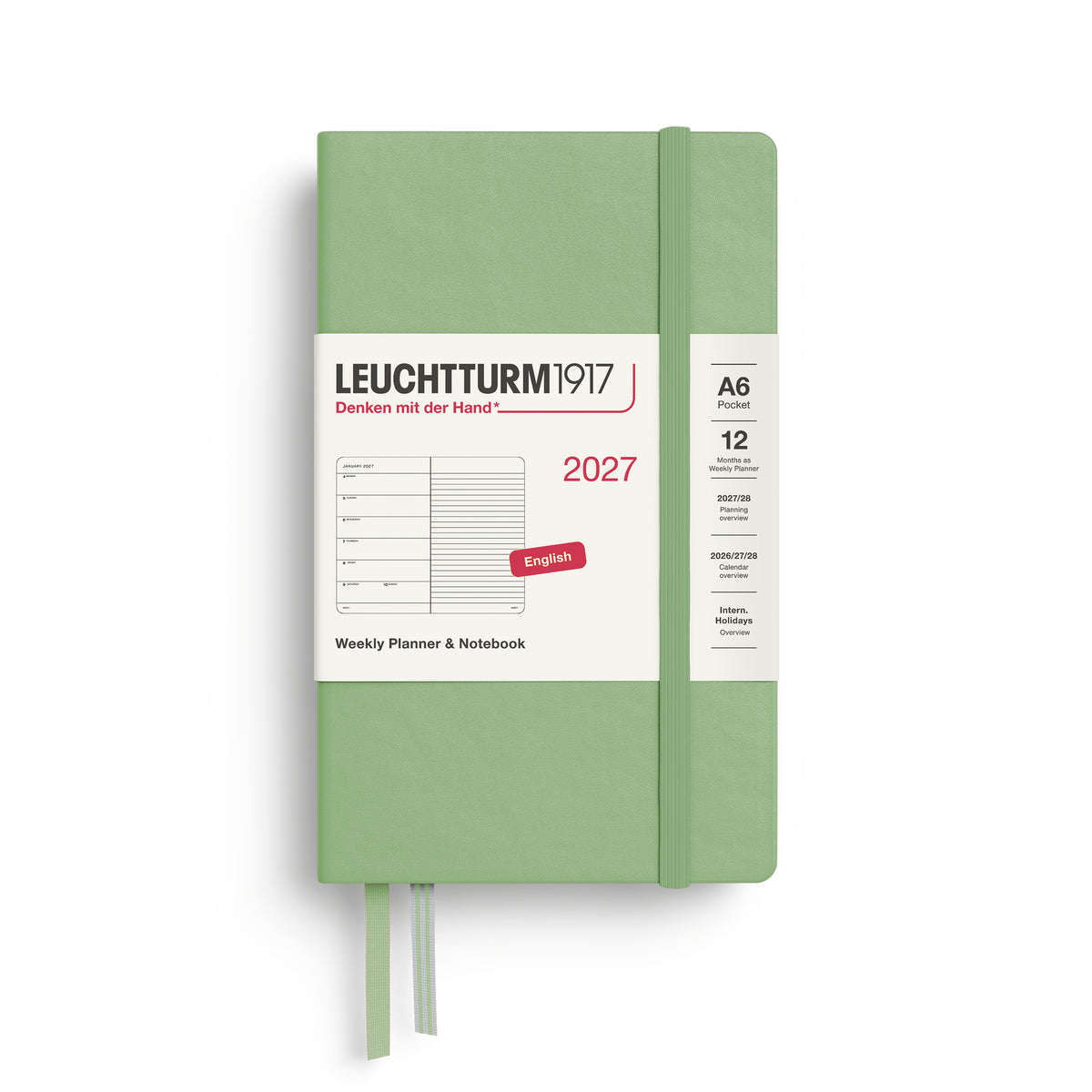 Leuchtturm kalender 2027 A6 Hard Cover Weekly Planner & Notebook