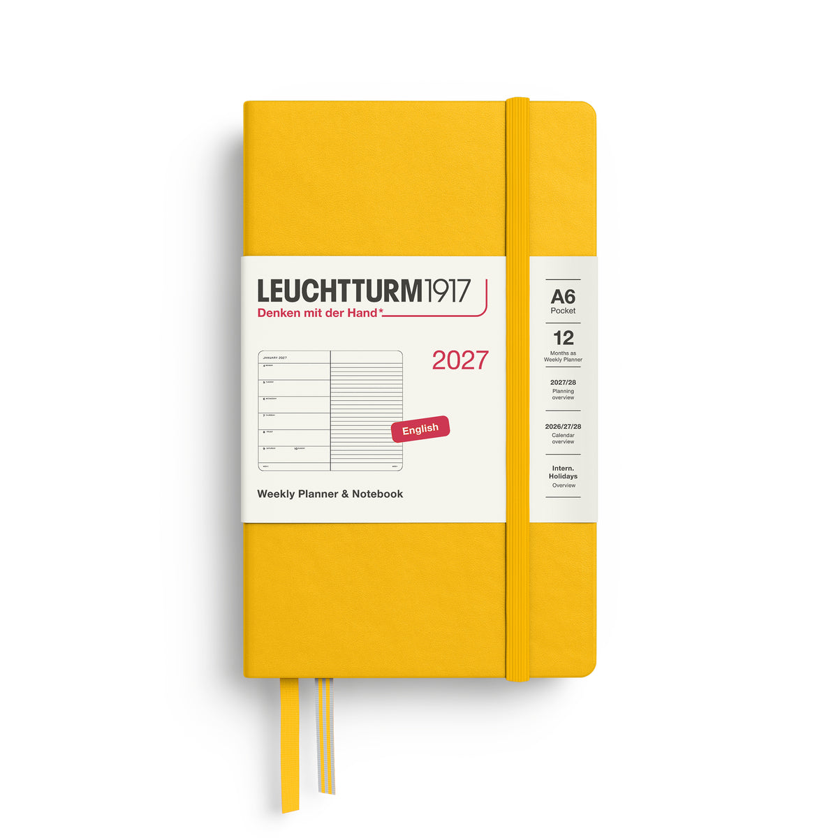 Leuchtturm kalender 2027 A6 Hard Cover Weekly Planner & Notebook