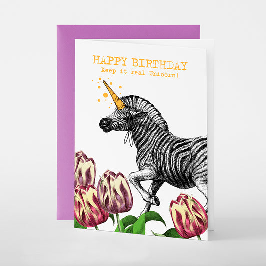Pabuku Queer Paperie Kort - Birthday Unicorn Zebra