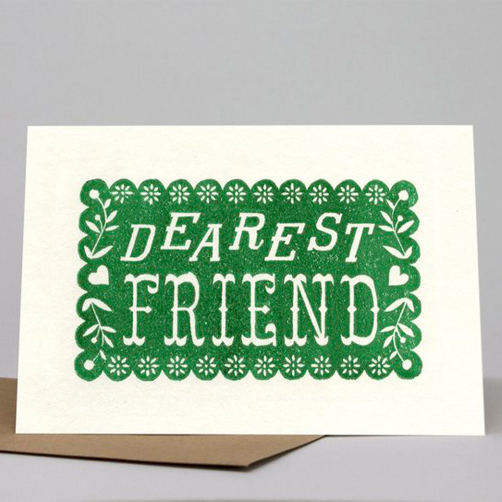 Pressed and Folded Handtryckt Kort - Dearest Friend