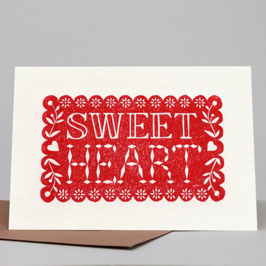 Pressed and Folded Handtryckt Kort - Sweetheart
